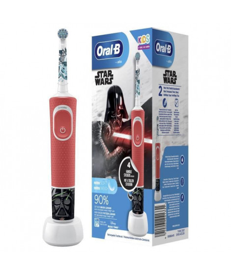 Oral-B Kids Brosse a Dents Électrique Rechargeable avec 1 Manche et 1 Brossette, 3 ans et plus, Brossage douceur, Star Wars
