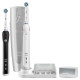 Oral-B Smart 5 Duopack Brosse a Dents Électrique Rechargeable avec 2 Manches Connecté Bluetooth et 2 Brossettes, Noir et Blanc