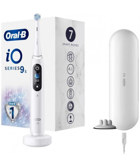 Brosse a Dents Électrique Oral-B iO Série 9s - Blanche - Rechargeable avec Manche Intelligence Artificielle