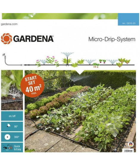 GARDENA Kit complet d'arrosage goutte-a-goutte pour massifs et potagers  Micro-Drip  Arrosage 40m²  (13015-20)