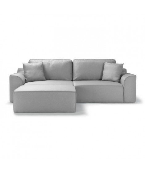 Canapé d'angle - BIG JOHN - Tissu Gris - Table basse assortie - L 272 x P 106 x H 95 cm