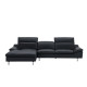 Canapé d'angle gauche fixe - Cuir noir - L 299 x P 170 x H 72 cm - RODEO