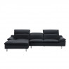 Canapé d'angle gauche fixe - Cuir noir - L 299 x P 170 x H 72 cm - RODEO