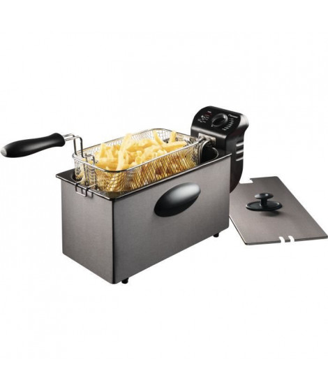 Bestron Friteuse a huile avec technologie zone froide, 3,5 litres, Avec régulateur de température, 2000 Watts, Couleur: anthr…