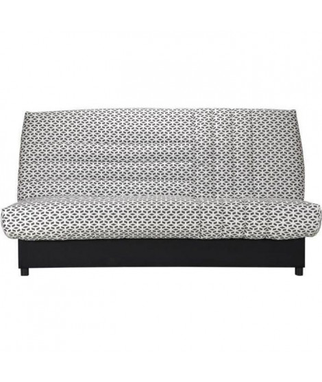 Banquette clic clac 3 places matelas Bultex - Tissu blanc et noir - L 192 x P 95 cm - BEIJA