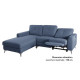 Canapé d'angle gauche relax électrique - 3 places - FRANKLIN - Tissu Bleu - coffre et port USB  - L 260 x P 51 x H 90 cm