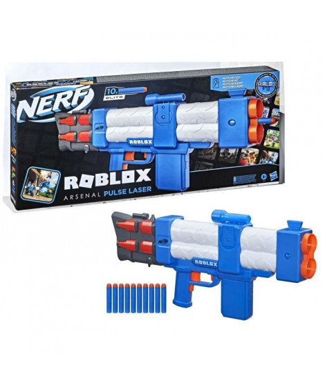 NERF - Roblox Arsenal - Blaster motorisé Pulse Laser - 10 fléchettes NERF - - chargeur et code pour objet virtuel dans le jeu