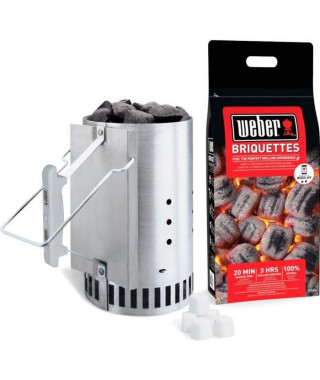 WEBER Kit cheminée d'allumage Rapidfire et 2kgs de Briquettes