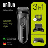 BRAUN SERIES 3 SHAVE&STYLE 3000BT Rasoir électrique avec tondeuse a barbe - Noir
