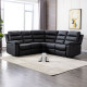 Canapé d'angle dont 2 places relax manuel - Simili noir - L 230 x P 230 x H 100 cm - AUGUST