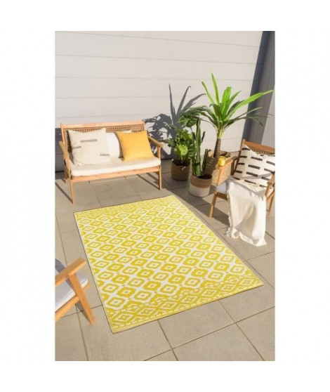 Tapis Tropique réversible - Scoobi 112 - Jaune - 100% polypropylene - 120 x 180 cm - Extérieur - NAZAR