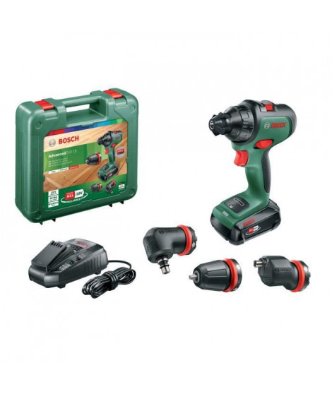 Perceuse-visseuse Bosch - AdvancedDrill 18 (Livrée dans un coffret avec 1 bat, 1 chargeur, 3 adaptateurs) - PowerForAll