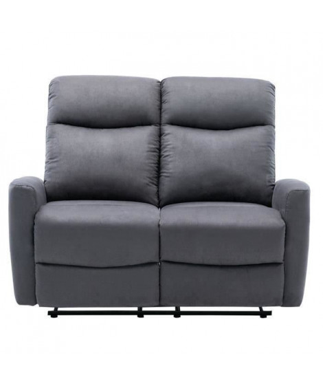 Canapé relax électrique - 2 places - JESS - Tissu gris - L 135 x P 97 x H 98 cm