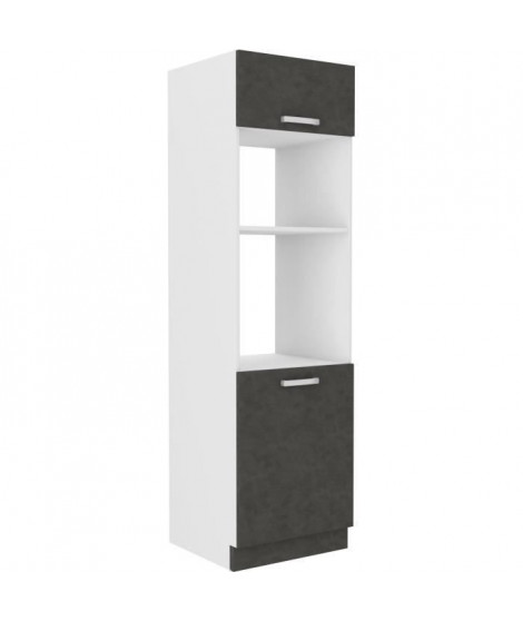 Meuble colonne four 2 portes battantes - Gris - L 60 x P 57 x H 210 cm - LASSEN