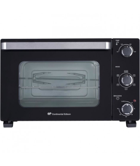 CONTINENTAL EDISON CEMF28B2 - Minifour électrique 28L noir - 1500W - Rotissoire, Convection naturelle