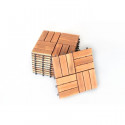 Lot de 10 dalles clipsables en bois d'acacia FSC - 30 x 30 x 2,4 cm