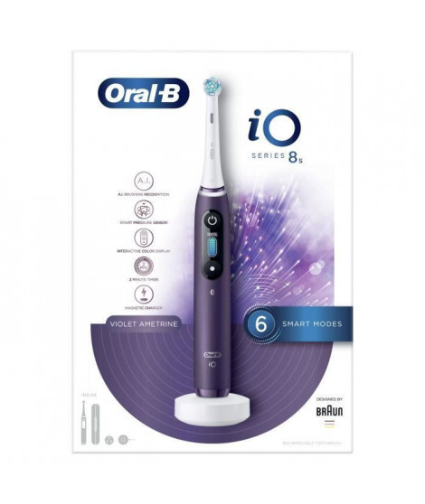 Brosse a Dents Électrique Oral-B iO Série 8s - Violet -Rechargeable avec Manche Intelligence Artificielle