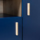 Petit buffet avec 2 portes - Décor bleu et chene -  L 100 x P 48 x H 90 cm - LILA