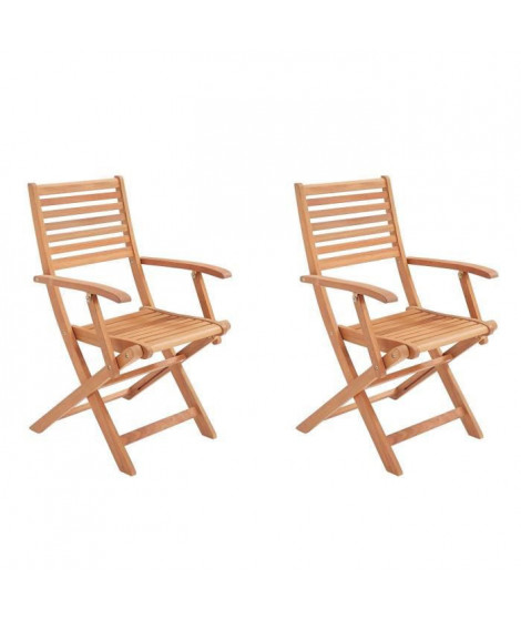 Lot de 2 fauteuils de jardin pliants en eucalyptus FSC - 57 x 52 x 90 cm