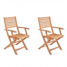 Lot de 2 fauteuils de jardin pliants en eucalyptus FSC - 57 x 52 x 90 cm