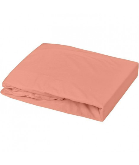 DOMIVA Drap housse + Alese Uni - 100% Coton - oeko-Tex - Blanc/Terracotta - 70 x 140 cm