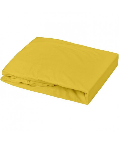 DOMIVA Drap housse + Alese Uni - 100% Coton - oeko-Tex - Blanc/Curry - 70 x 140 cm