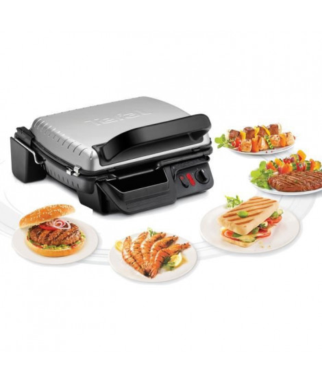 TEFAL GC305012 Compact Grill, Grill électrique 2 positions, Plaques antiadhésives, Thermostat réglable, Bac de récupération d…