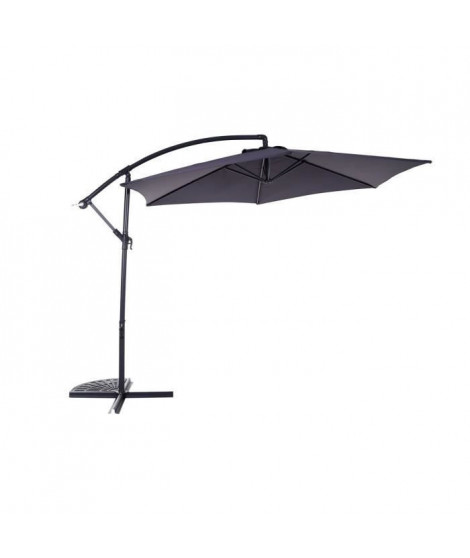 Parasol déporté diametre 3m - structure en aluminium avec toile polyester 180g- Gris -  Tohota