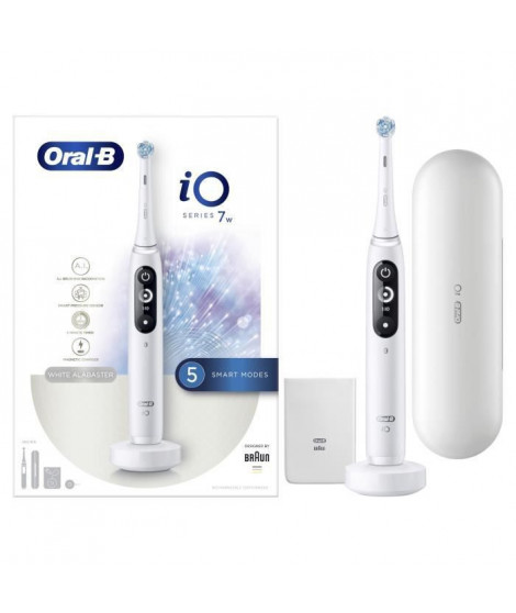 Oral-B iO Série 7 Brosse a Dents Électrique Rechargeable avec Manche Intelligence Artificielle, Blanche