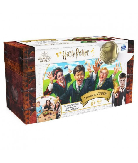 LA COURSE AU VIF D'OR Harry Potter - 6063463 - Reproduction du coffre de Quidditch - Jeu de rapidité et Action Avec Cartes et…