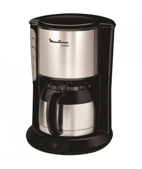 MOULINEX FT360811 Cafetiere filtre avec verseuse isotherme SUBITO - 8 a 12 tasses - Noir et Inox