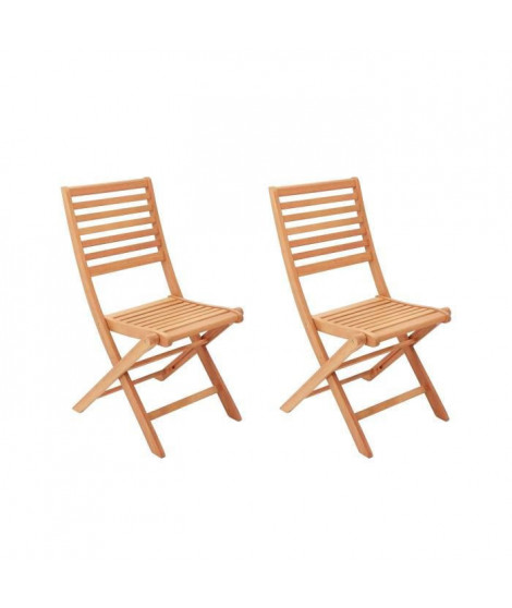 Lot de 2 chaises de jardin pliantes en eucalyptus FSC - 57 x 46,5 x 90 cm