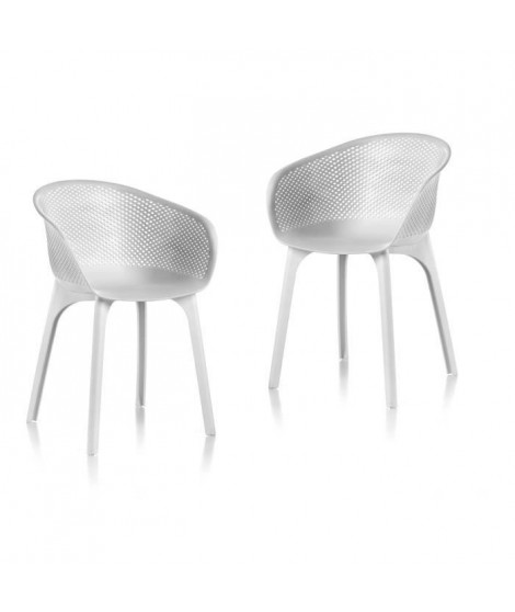 IDEA Lot de fauteuils de jardin Nora Blanc