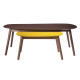 Lot de 2 Tables basses ovales - Imitation bois noyer et jaune - JASON - L 120 x P 70 x H 43 cm et L 66 x P 42 x H 33 cm