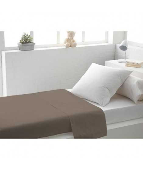 SOLEIL d'OCRE Drap plat 100% Coton 180x290cm Taupe