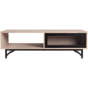 Table basse avec 2 tiroirs - Noir et chene - 110 x 60 x 34 cm - VENTURY