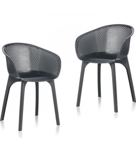 IDEA lot de 2 fauteuils de jardin Nora Noir