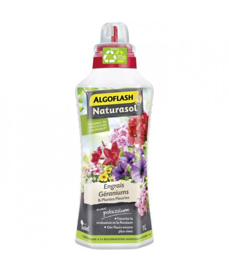Engrais Liquide Géraniums et Plantes Fleuries - ALGOFLASH NATURASOL - 1 L