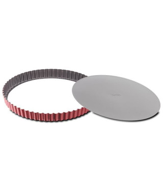 TEFAL Moule a tarte Delibake en acier - Ø 28 cm - Rouge et gris - Fond amovible