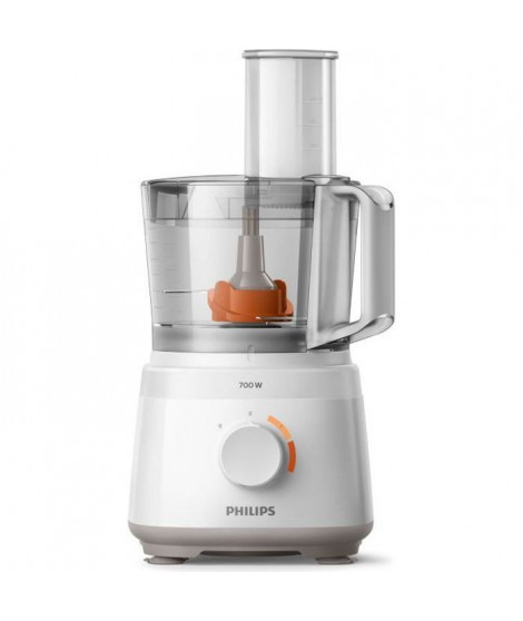 PHILIPS Robot Multifonctions Daily HR7320/00, 700 W, 19 fonctions, 2 vitesses, Disque 2 en 1 en inox, Bol 1,5L, Blanc