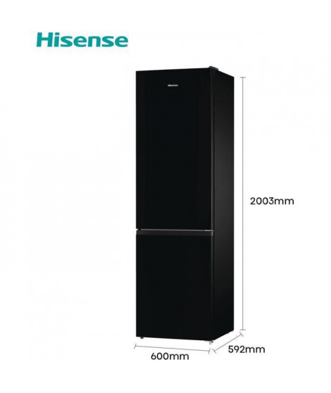 Hisense RB434N4ABF - Réfrigérateur combiné - 331L (235L + 96L) - Froid ventilé total - L59.2cm x H200.3cm - Noir