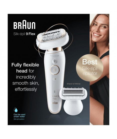 Braun Silk-épil 9 Épilateur Électrique Femme, Une Épilation Longue Durée, Blanc, Tete de Rasoir+Tondeuse, 9002 3D