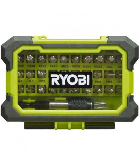 Coffret renforcé RYOBI 32 embouts de vissage - porte-embouts a fixation rapide RAK32MSD