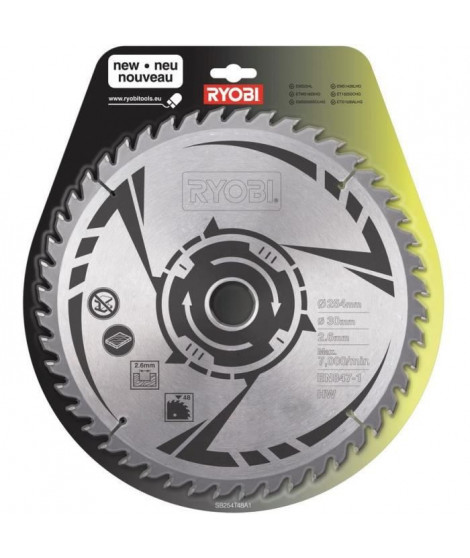 RYOBI Lame carbure 48 dents diametre 254mm alésage 30mm