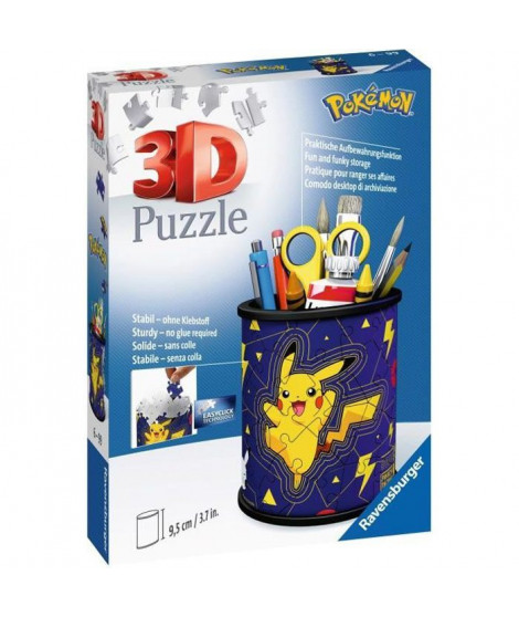POKÉMON Puzzle 3D Pot a crayons - Ravensburger - Puzzle 3D enfant - sans colle - Pot a crayons 54 pieces - Des 6 ans