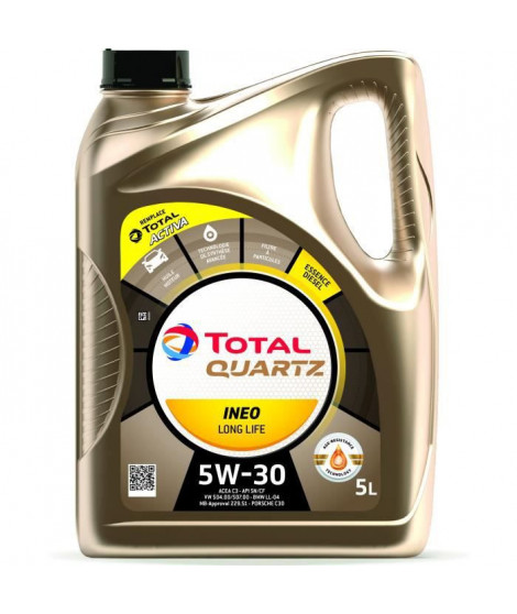 TOTAL HUILE ESSENCE ET DIESEL  MOTEUR 5L QUARTZ INEO LONG LIFE 5W30