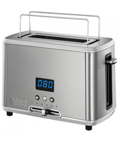 RUSSELL HOBBS 24200-56 Toaster Grille-Pain Compact Home, Température Ajustable, Rapide, Chauffe Viennoiserie - Inox