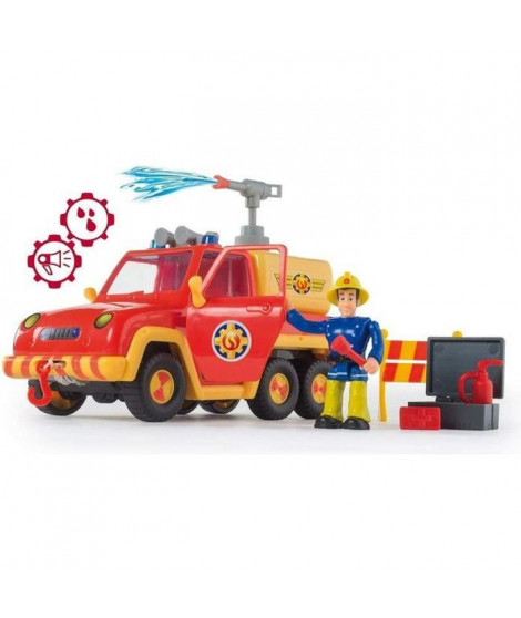 Smoby - Sam le Pompier - Pick Up Vénus - Fonction Lance a Eau - 4 Accessoires + 1 Figurine Incluse - Piles Incluses