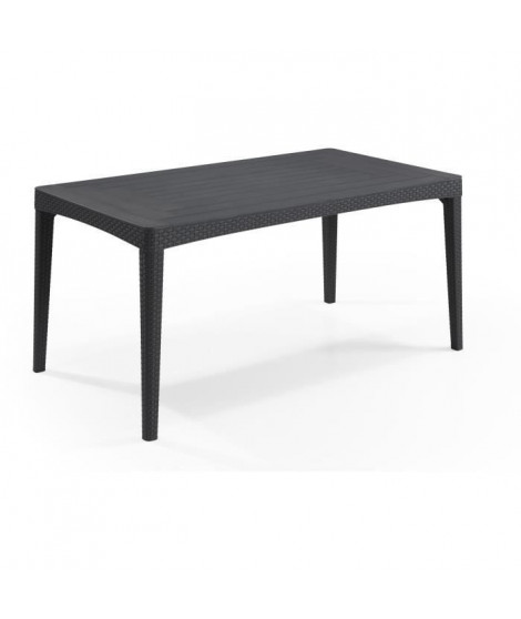 Table de jardin plateau latte - Dimensions : 160x90x74 cm - structure imitation rotin tressée - ALLIBERT BY KETER - 6 personn…