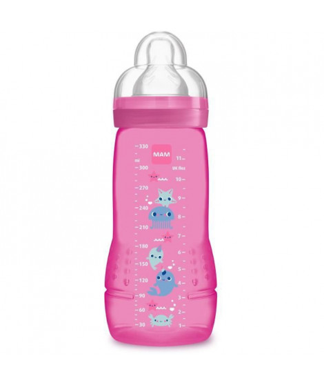 MAM Easy Active 2eme Âge Biberon +6m Rose 330ml